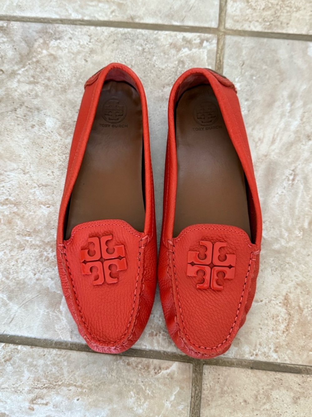 Tory Burch Red Leather Moccasins
